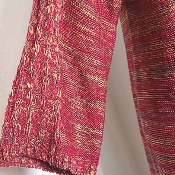 Faded Glory Pullover Sweater Red & Gold Tweed, Loose Knit Accents, Sz XL 16-18 - Picture 4 of 8
